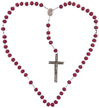 A rosary in a heart shape